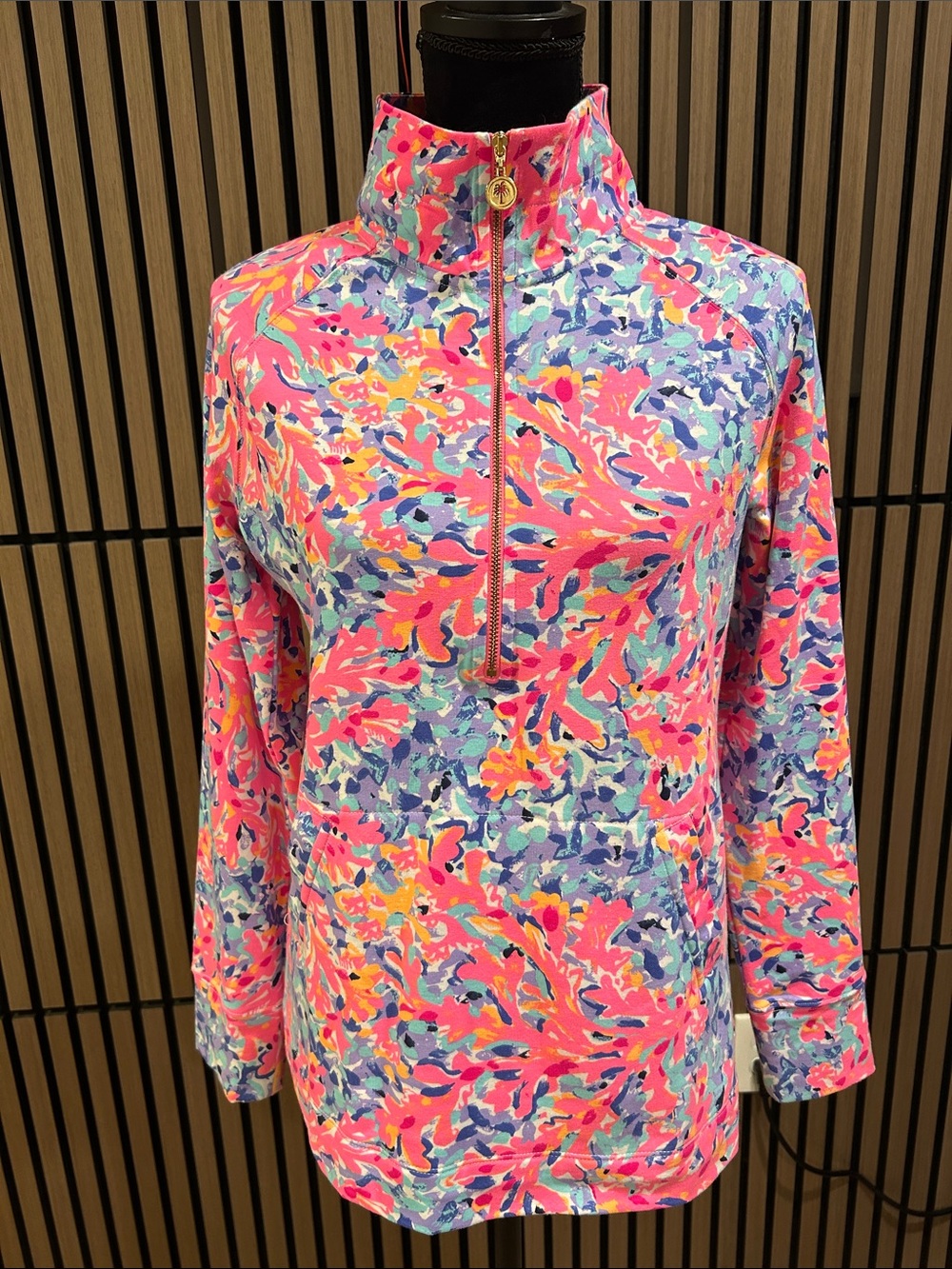 Lilly Pulitzer Pink Multi-Color Half-Zip Pop over